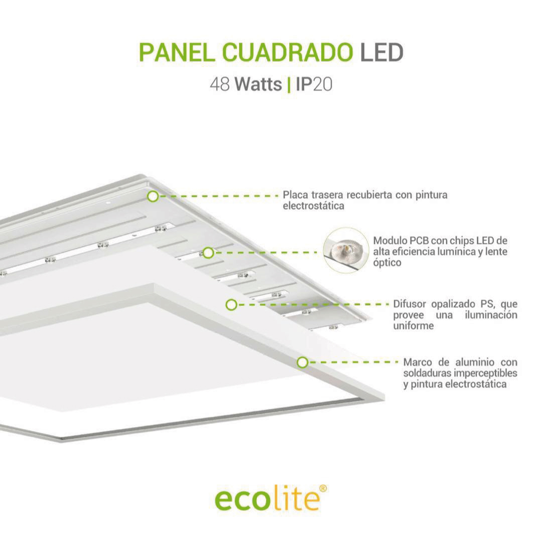 Ecolite: Panel LED cuadrado 48w