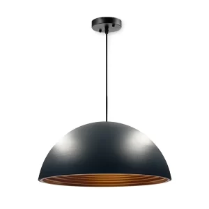 Lámpara colgante metálica negra E27 – diseño redondo para comedor, barra o cocina