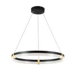 Lámpara colgante LED Ecolite de diseño circular moderno en negro y dorado, para interiores
