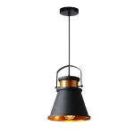 Luminaria colgante de estilo retro en color negro con detalles dorados, ideal para decoración en interiores modernos y elegantes Ecolite sas