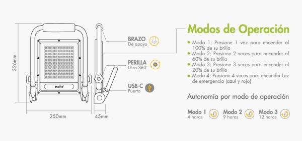 Reflector led recargable